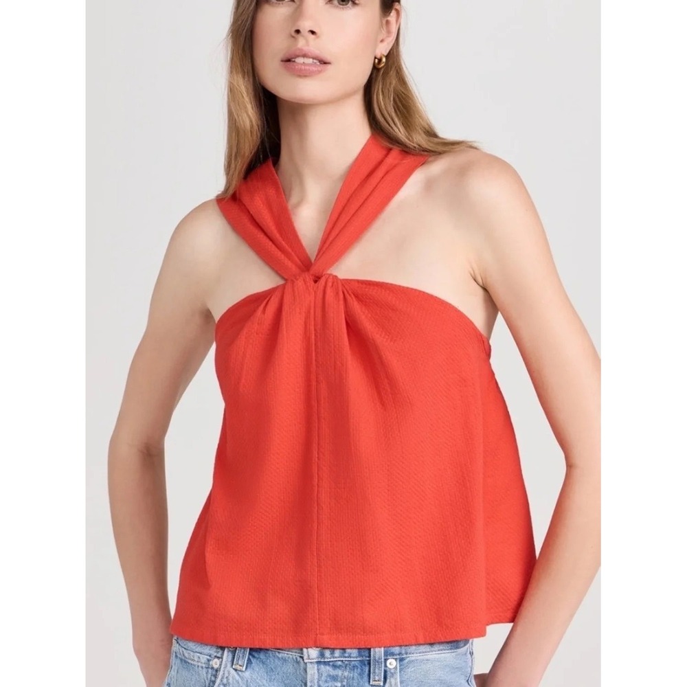 NWT Faherty Orange Twist Front Halter Top in Orange | Size XL